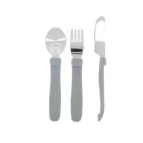 Set cubiertos metal Twistshake pastel Gris